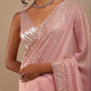 Blush Pink Sequins Saree - Kalki Fashion